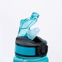 1000ml/33.8oz Gradient Color Straw Water Bottle With Time Scale - Large Capacity, Portable For Travel, Sports, Fitness, And Home Use - Green Pink Gradient - View 9