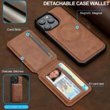 OUKNOEO 可拆卸磁吸无线充电仿皮手机壳，兼容 17 Air 16e 15 14 13 Pro Max S26 S25 Edge S24 Ultra Plus A37 A57 Pixel 10 9 8 7，带卡盒，3 个卡槽，防盗刷卡包