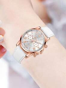 Bộ 10 chiếc đồng hồ nữ dây da PU nhiều màu sắc, kiểu dáng thời trang thường ngày, số La Mã, máy quartz, thích hợp đeo hàng ngày hoặc làm quà tặng ngày lễ. - Hoa hồng vàng - Xem 9