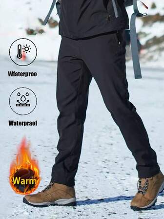 Men's Thermal Lined Thick Straight Leg Casual Pants, Autumn/Winter,Fleece
