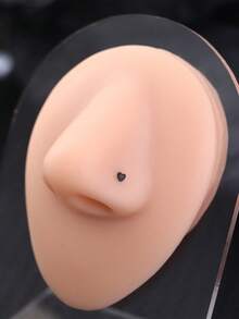 1 Elegante piercing de nariz con barra recta de acero inoxidable con forma de corazón, estilo punk - Negro - Ver 2