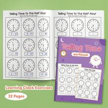 Lachilly Children's Telling Time Practice Book Kindergarten Learning Read Clock Educational Activity Workbook Homeschool Math Learning Tool - Multicolor - View 3