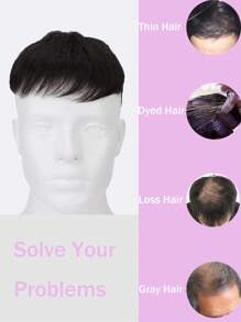 16x18厘米男士短款夹式假发，真人发丝，遮盖白发，自然编织设计 - 自然色&黑色系 - 查看 4