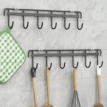 2个厨房用具挂钩，粘性壁挂式挂架，可挂放锅铲、量勺和其他厨房工具，无需钻孔，节省空间，6个挂钩，适用于浴室、卧室、衣柜、厨房、美食工作室、露营车等场所。 - 彩色 - 查看 10