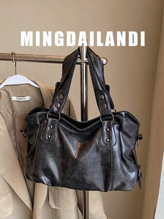 Bolso de hombro de gran capacidad para mujer de unicolor, bolso de mujer de gran capacidad con textura de moda, bolso de mano grande, bolso de hombro cruzado personalizado para damas, adecuado para uso diario y universidad, adecuado para salir, compras, regalo, viajes, ir y venir, bolsos de mano para damas