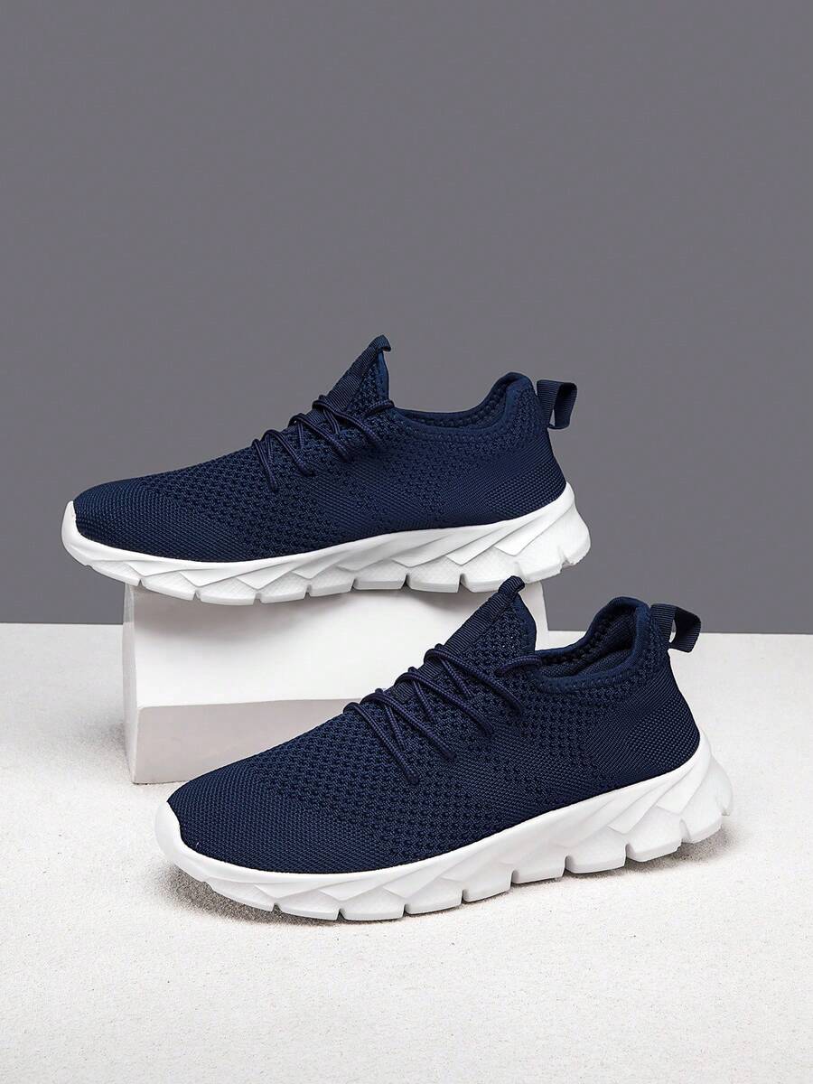 DaoLxi 男士健身网球运动网眼时尚运动鞋轻便运动健身跑步休闲鞋舒适运动鞋深蓝白色