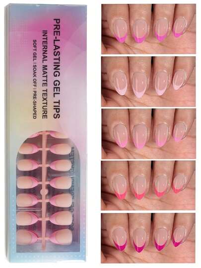 150Pcs Short Almond False Nails Set - 5 Different Pink Tones, Matte French Fake Nails, Soft Gel Artificial Nails, 15 Sizes Easy Diy, Salon Nail Decor Accessories Suitable For Girls And Women, Can Be Used As Summer Gift For Females Press On Nails Nail Supplies Nails