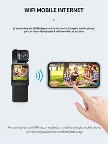 1080P HD Video Wearable Sports Camera, Built-In Flash, One-Touch Recording, USB Dual Charging, Long-Lasting Lithium-Polymer Battery, Compact Clip Design, Suitable For Cycling, Vlogging, Monitoring, Travel & Compatible With Smartphones/Tablets (1000 MAh) - Black - View 7