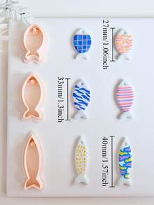 1/2/3 pezzi/set di piccoli stampi in argilla polimerica a forma di pesce per orecchini e creazione di gioielli, design a pendente a forma di pesce, stampi in argilla morbida per la realizzazione di ciondoli e decorazioni per collane, sagome 3D stampate a forma di animali con bordi affilati in PLA per orecchini - Pescare - Visualizzare 13