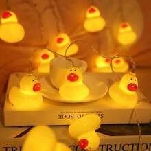 1 Peça Luzes de Corda LED em Formato de Pato Amarelo, Adequado para Quarto, Sala de Estar, Festa de Aniversário, Decoração de Evento Festivo