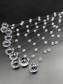 1/5/10 件水晶珠链，带钩亚克力宝石珠串，适用于圣诞树装饰、家居装饰派对装饰、门窗悬挂装饰、吊灯、婚礼道具、圣诞节 - 無色 - 查看 2