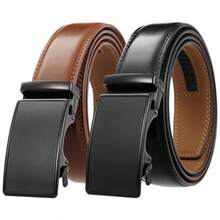 WOTOW 2 Pack Men's Ratchet Leather Belts Adjustable Buckle Belts Ideal For Father's Day Birthday Valentine's Day