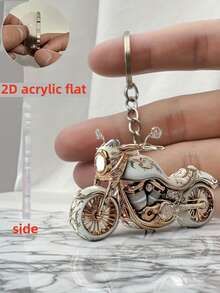 1 Piece 2D Retro Motorcycle Keychain - Elegant Key Decoration,Keychains For Car Keys,Key Chain,Bag Charms,Back To School, Complex And Gorgeous Design, Durable Acrylic Indoor And Outdoor Holiday Ornament Suitable For Christmas, Halloween, Easter, Thanksgiving, Perfect Gift For Home And Office, High-End And Chic Styling
