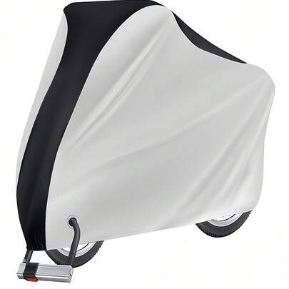 1 件牛津布防水防尘雨罩，适用于电动自行车摩托车自行车 - 重型 EVA，适用于电动自行车和自行车、摩托车、防紫外线和霜冻、可调节、带安全扣、白色和黑色自行车设计、无自行车储物袋、防水自行车罩适用于家庭自行车、摩托车和电动自行车防尘防雨以及户外骑行防晒防雨