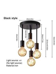 4-Light Flush Mount Ceiling Light, Modern Cast Iron - Smooth Painted Surface, Suitable For Bedroom, Kitchen, Dining Room, Hallway, Balcony (E27 Base) - Chandelier - View 1