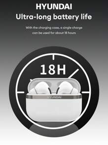 HYUNDAI HYUNDAI HY-T02Plus Bluetooth Earphones, Half In-Ear Design With Deep Bass, High-Quality Audio, Extra-Long Battery Life, Noise Cancellation, High-Definition Microphone, Music & Gaming, Low Latency, Comfortable Fit, Compatible With Smartphones & Computers