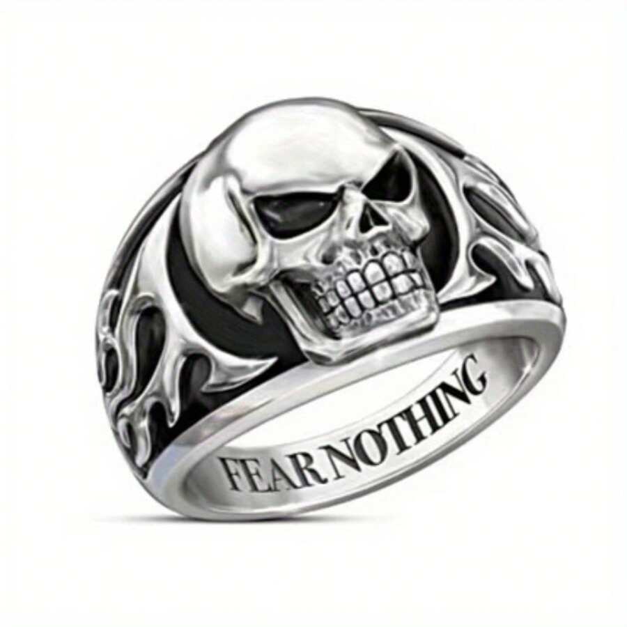 Autumn And Winter Party Men's Fashion Retro Punk Style Ring, Casual Accessory Father's Day And Gifts. - 銀色 - 查看 1