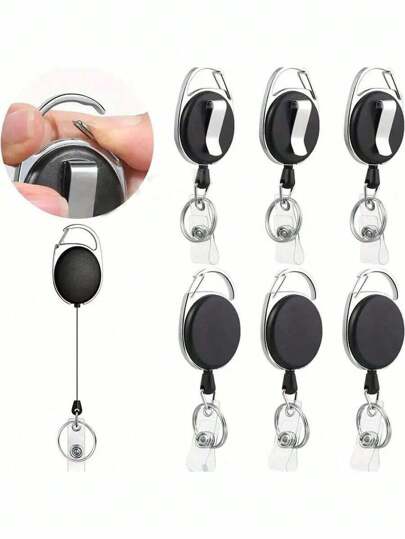3/1pc High-Quality Retractable Badge Holders With 360° Rotation, Belt/Carabiner Clip, Built-In Nylon Rope, Key Chain Ring, Snap Fastener, And PVC ID Strap - Perfect For Multiple Badges, Cards, Tickets, And Money Car Accessories Cute Goth Y2k Halloween Accessories Teachers Day
