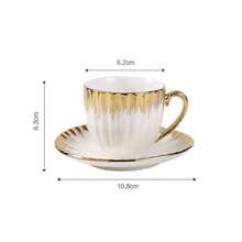 90-100ml/3.1-3.3oz Luxury Gold-Plated Ceramic Coffee Cup & Saucer Set, Suitable For Espresso, Turkish Coffee, Americano, Latte - Type C - View 2
