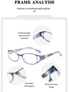 4Pcs Stylish Elegant Reading Glasses For Women/Men,Anti Blue Light Women's Glasses,Office Presbyopic Readers,Fashion Multicolor Rectangular/Geometric Frame Magnifying Glasses,Unique Patterned Temples,Gifts For Women - Transparent - View 4