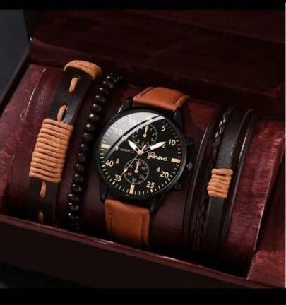 Combo de acessórios masculino 4 peças Relogio e pulseiras