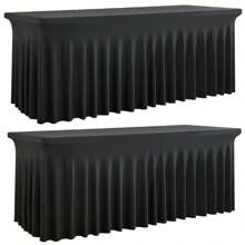 1 pieza Mantel de mesa de tela de espándex blanco, resistente a las arrugas y lavable, se ajusta a mesas de comedor rectangulares, funda elástica para mesa de patio, adecuada para bodas, banquetes, fiestas, estilo Ins de lujo, mantel elástico blanco para hotel, banquete, cumpleaños, conferencia