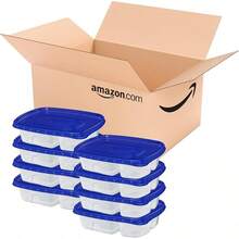 Food Storage Meal Prep Containers Reusable Kitchen Organization, Snap Technology, Dishwasher Safe, Divided Rectangle, 2 Count - Rectángulo dividido - Ver 14