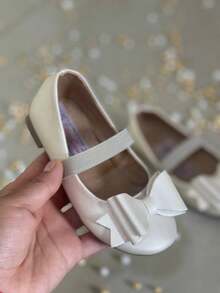 zapato zapatilla flats balerina con moño para niña super comodos suela antiderrapante para cualquier evento especial - Champán - Ver 2