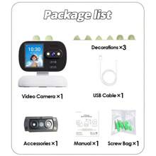 智能 WiFi 室内安全摄像头，家庭安全摄像头，具有双向视频通话、时间显示、WiFi 连接，包括运动跟踪、彩色夜视、远程 PTZ 控制功能、USB 电源，适用于婴儿护理、宠物监控、老人护理和家庭安全。 - 白色 - 查看 12