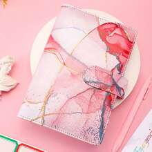 Savings Binder - Refillable Leather 6-Ring Binder With Magnetic Buckle Closure For Pens And Cards Storage - Pink - View 1