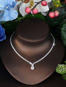 1 套简约立方氧化锆圆球装饰首饰套装，适合女性日常配饰 - 銀色 - 查看 9