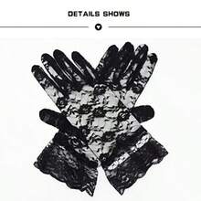 Eddingjiebor Black Lace Veil Bridal Edding Veils Loeen Veil Ih Comb And Gloves - As Pic - View 2