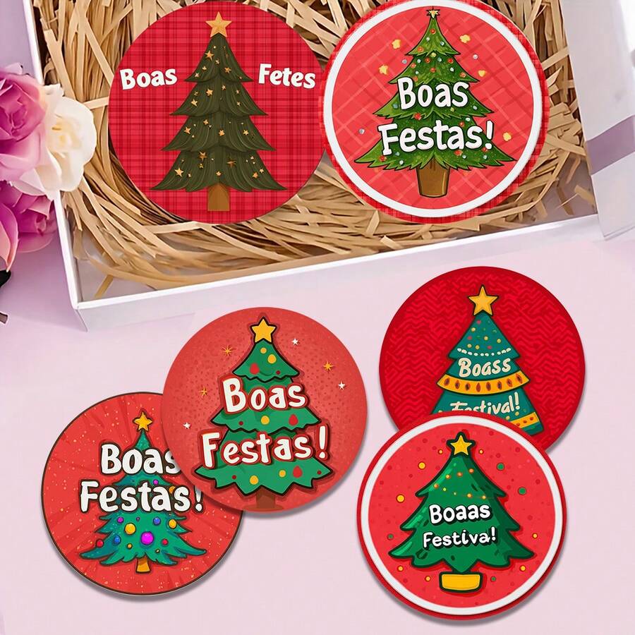 1 set/4 piezas/6 piezas Posavasos de barro de diatomeas con diseño de árbol de Navidad, posavasos de café, adecuados para decoración del hogar y restaurante, regalos navideños, decoración de mesa, decoración de otoño, decoración de fiestas temáticas, pueden ser entregados como regalos