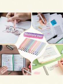 3 Stück sortierte Farben ästhetische quadratische Textmarker, Doppelspitzen Markerstifte, wasserbasiert, schnelltrocknend für Schule, Büro, Tagebuch Zubehör