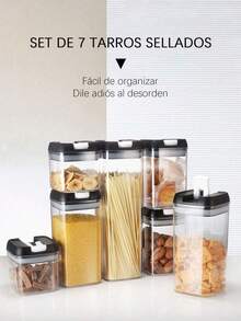 Set de 7 recipientes Bluelander herméticos sin BPA completamente apilables, almacenamiento alimentos cocina, organizador saludable y eficiente multiusos - Transparente - Ver 2