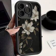1pc Flower Pattern Phone Case With Precise Cutouts To Protect Camera, Shock-Absorbing Design Compatible With IphoneX XS/ 11 Pro Max/12 Pro Max/13 Pro Max/14 Pro Max/15 Pro Max/16 Plus/16 Pro Max,,Phone Cover Protective, The Best Birthday Gift For Your Friends And Family, Suitable For Both Men And Women - 黑色 - 查看 1