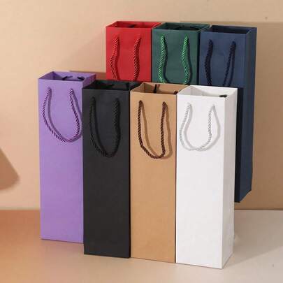 Set de 7 bolsas para vino de colores variados, bolsa de material grueso de 250g, suministros para fiesta de cumpleaños, bolsa de regalo, bolsa de boda, suministros para aniversario, bolsa para salida de primavera, bolsa de regalo colorida, adecuada para Navidad y Día de San Valentín