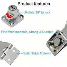 Paquete de 2 cerraduras de seguridad para cajones de puertas delanteras de 2,5 pulgadas para puertas, gabinetes, cajones, cajas de herramientas, etc. - Plateado - Ver 3