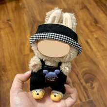 [Clothes Only] 17cm Labubu Clothes Suitable For 17cm Labobo Dolls, LBB Figurines And Other Dolls That Can Wear Clothes - Labobo Red & Blue Knitted Hat Set, Black & Red Suspender Pants Set For Labubu