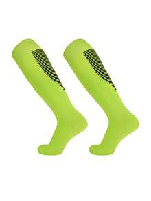 1 Pair Kids Thin Soccer Socks, Boys Girls Striped Knee-High Sports Socks, 7-12 Years Old Children Athletic Training Socks