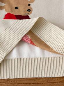 Tween Girl' Christmas Reindeer Pattern Knitted Pullover Sweater, Suitable For Christmas Party, Spring, Autumn, Winter