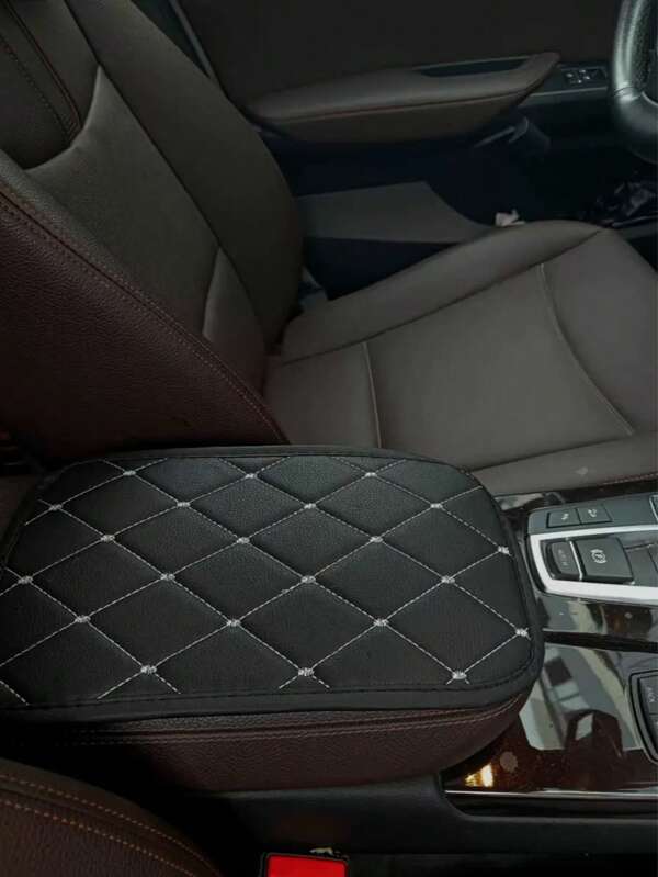 1pc Leather Armrest Box Pad - Car Armrest Box Pad Central Armrest Protective Cover Pad (Fits Most Vehicle Models)