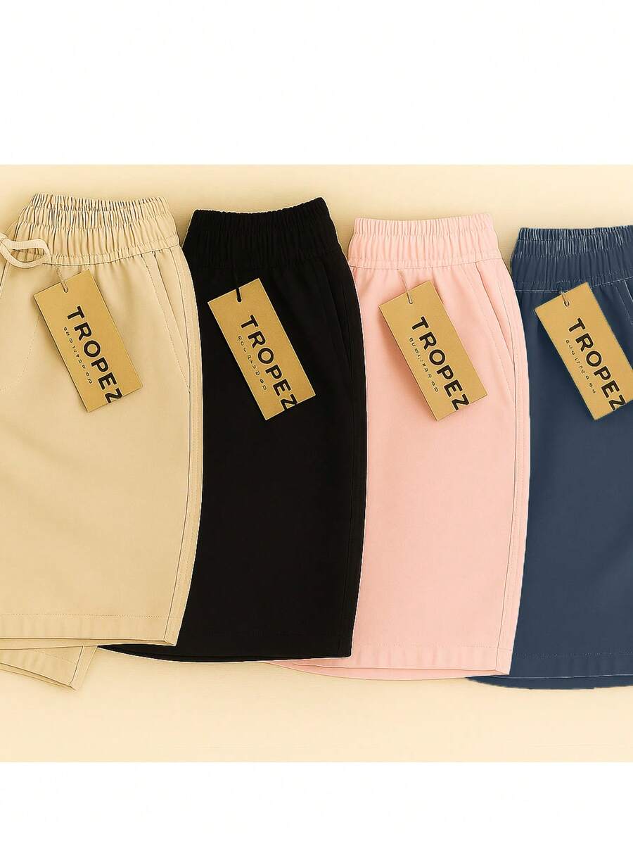 Kit 4 Shorts Sarja Mauricinho Men's Quality Bermuda Denim Men's Beachwear - 黑色/米色/海軍藍/粉紅色 - 查看 1