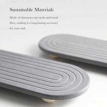 Diatomaceous Earth Sink Organizer Tray - Absorbent Stone Kitchen & Bathroom Countertop Stand, Striped Design, Quick-Dry Toothbrush Holder Pad Kitchen Kitchen Decor Kitchen Organization And Storage Kitchen Accessories,An Ideal Christmas Gift For 2025, Perfect For Kitchen Storage And Organization.