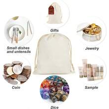 20pcs Muslin Bags 8x10 Inches Cotton Drawstring Bag Fabric Gift Pouches Sachet For Jewelry Party Favors Wrapping DIYmystery Box Bolsas De Empaque Gift Packaging Bag Thank You Gift Bags - White - View 6