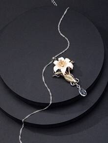 1 件哥特式十字架和栀子花复古吊坠项链，适合女性日常佩戴 - 彩色 - 查看 3