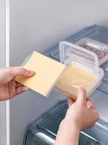 1pc Transparent PP Cheese Storage Container, Suitable For Home Refrigerator Preservation - Clear - View 6