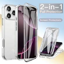 Hadaasi 1pc Transparent Shell Membrane 360 Degree Full Coverage TPU+PC Dual-Layer Acrylic Double-Sided Anti-Drop Silicone Protective Case, Compatible With Apple 17 Pro/17 Pro Max/17 Air/17/16 Pro/16 Pro Max/16 Plus/16/16E And Galaxy S26 Ultra/S26 Plus/S26/S25 FE/S25 Ultra/S25 Plus/S25/S25 Edge/S24 Ultra/S24 Plus/S24/A56/A36/A26/A07/A17/A55/A35/A25/A15/A24/A34/A14/A16/A06/A05S - Clear - View 3
