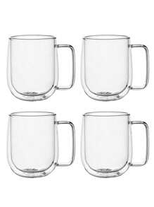 1 pieza Taza de café de vidrio de doble capa de 250ml, resistente a altas temperaturas, gruesa y antique-escaldado con asa recta, taza para latte, taza de leche aislada, taza de té/bebida transparente de alta calidad para el hogar, regalo ideal para fiestas