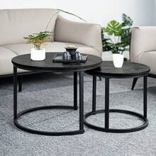 Nalupatio Set Of 2 Round Nesting Coffee Tables,Multi-Functional Side Tables With Metal Frame ,For Living Room & Bedroom, Space-Saving Modern Accent Table Set - màu đen - Xem 7